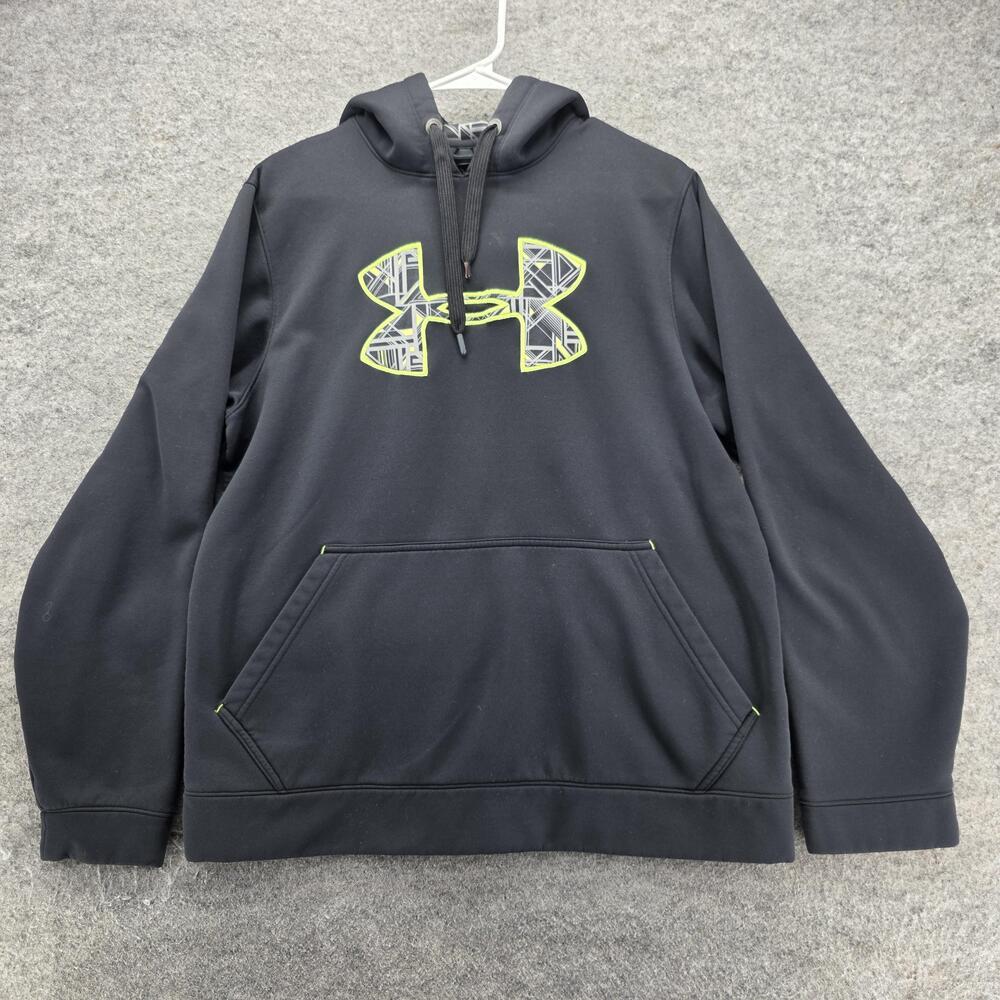 Under Armour Hoodie Mens M Black Pullover Hooded Pockets Drawstring Fleece